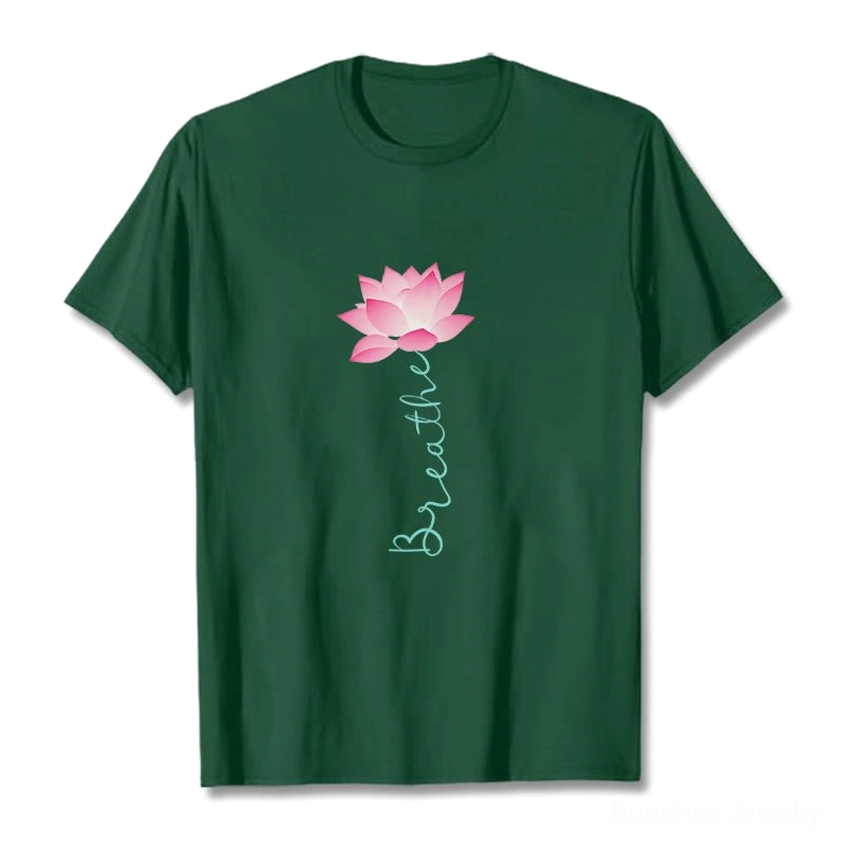 Light grey breathe lotus printed t-shirt unisex fit mindfulness apparel