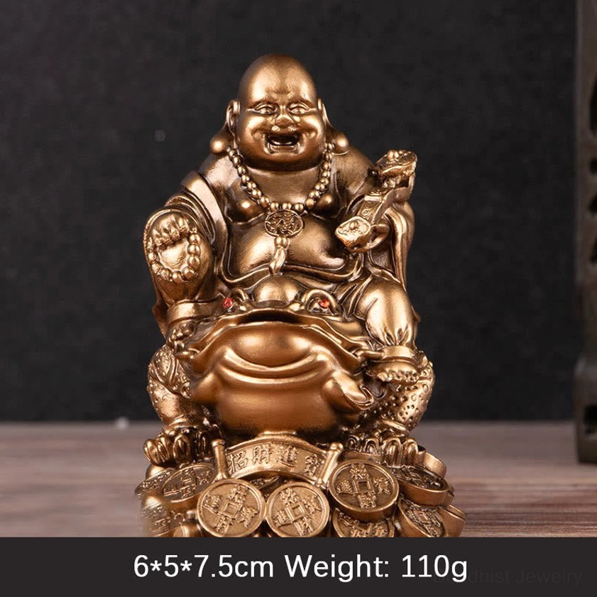 Bronze Buddha money toad statue small 6cm prosperity wealth symbol