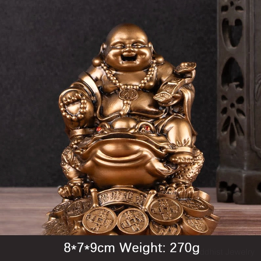 Bronze Buddha three-legged toad statue medium 8cm prosperity abundance symbol