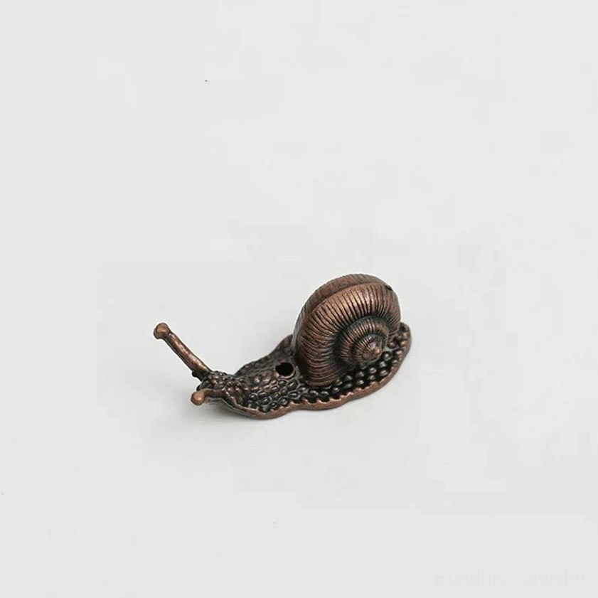 Brown snail Buddhist incense holder 3.9x1.6x1.6cm handcrafted alloy design for peaceful meditation spaces