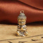 Buddha compassion copper keychain pendant handmade with praying hands in vintage bronze finish