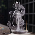 Buddha dragon backflow incense burner front view dark purple zisha clay with mesmerizing smoke effect