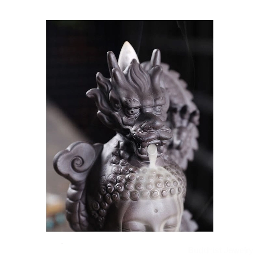 Buddha dragon incense holder and aromatherapy burner for Buddhist spiritual practice