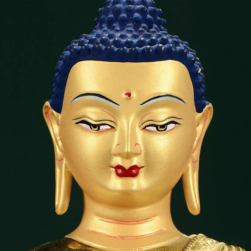 Buddha enlightenment statue spiritual meditation piece with gilt finish