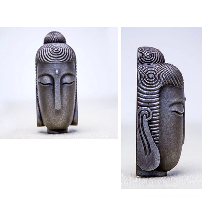 Buddha head sculpture with closed eyes serene expression for home spiritual sanctuary