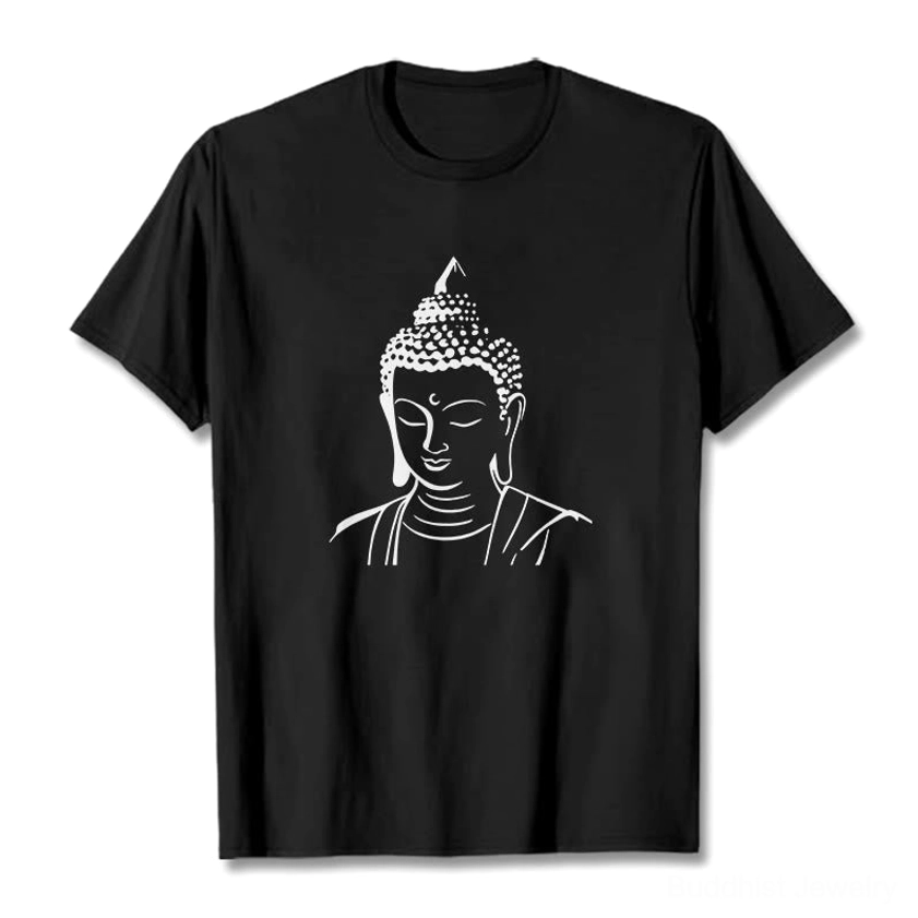 Buddha head print t-shirt light pink casual wear on model spiritual tee