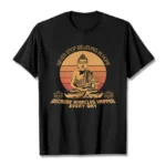 Buddha's Hope graphic t-shirt flat lay - black cotton tee with retro Buddha design and inspirational message