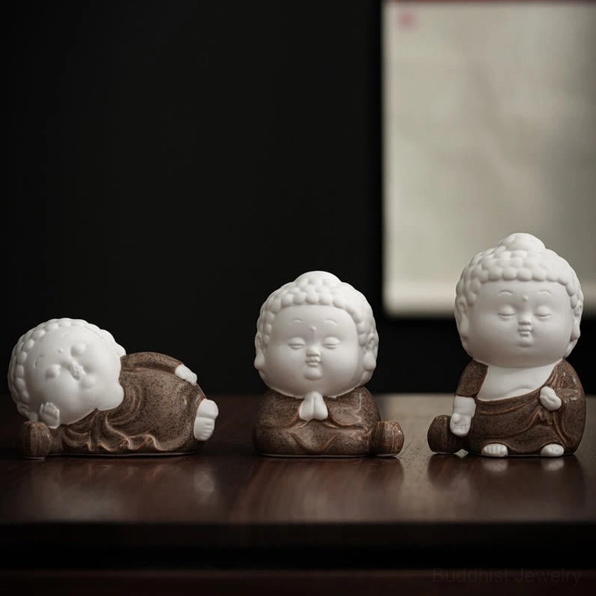 Handcrafted ceramic Buddha incense burner collection showing multiple poses - sitting, standing, and reclining options
