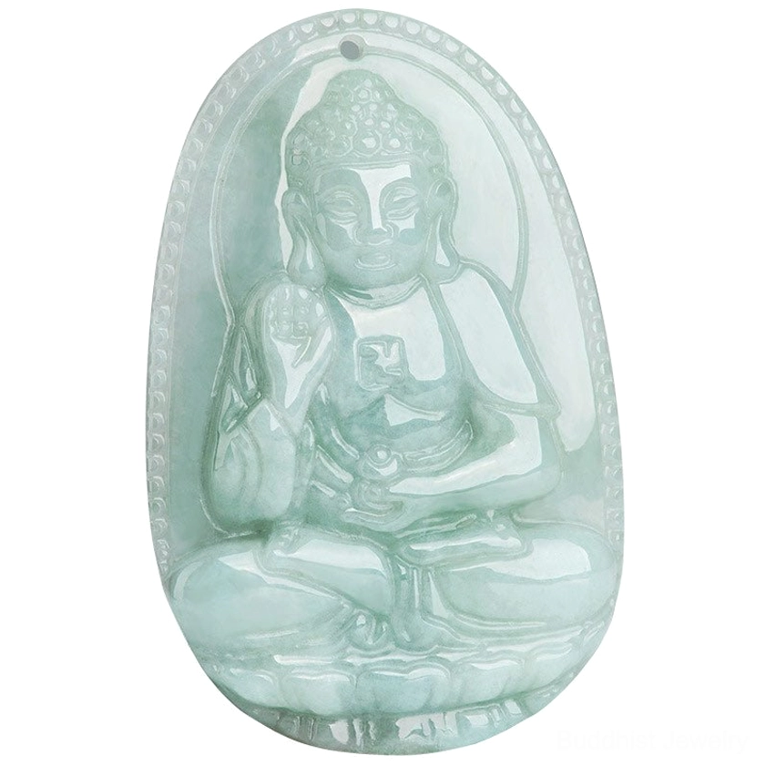 Buddha jade pendant with cord adjustment showing how to wear zodiac necklace