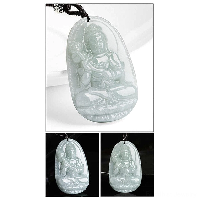 Zodiac Buddha jade pendant close-up showing natural stone texture and intricate carving details