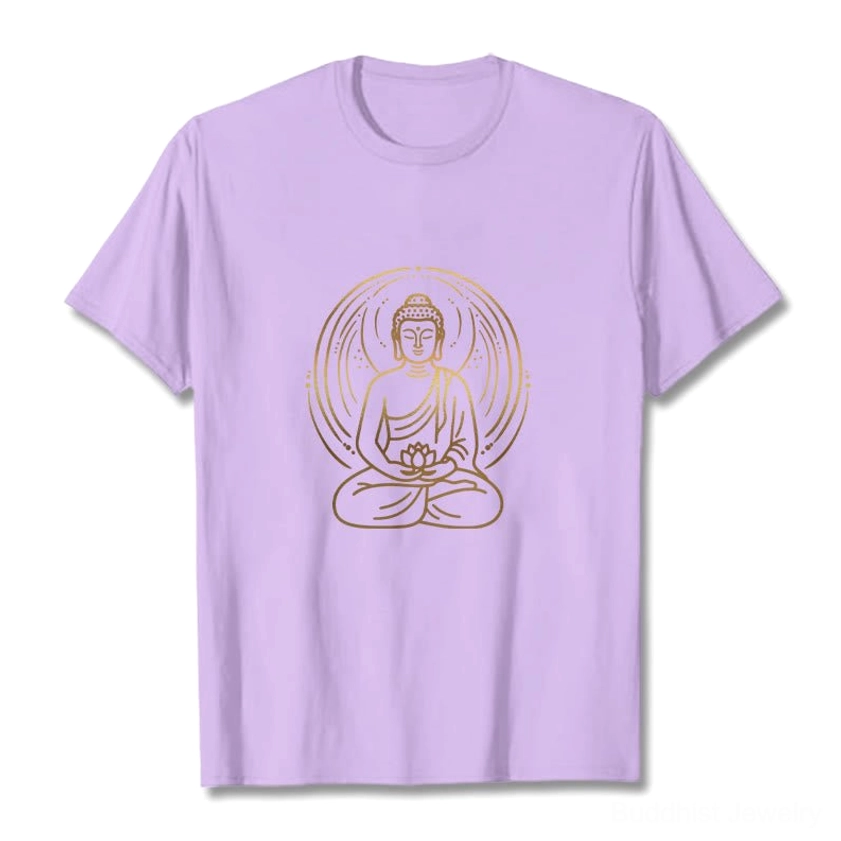 Back view of buddha lotus golden halo T-shirt design print quality
