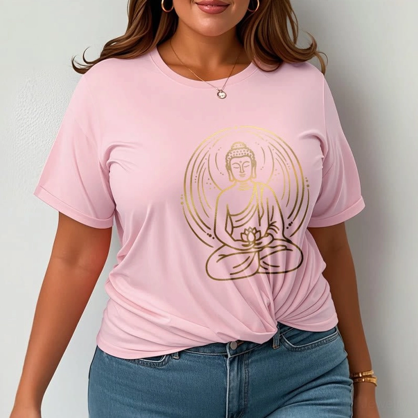 Unisex buddha lotus golden halo T-shirt multiple color options display