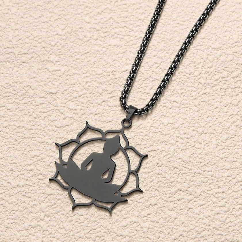 Buddha lotus pendant necklace 45cm chain length spiritual wear daily