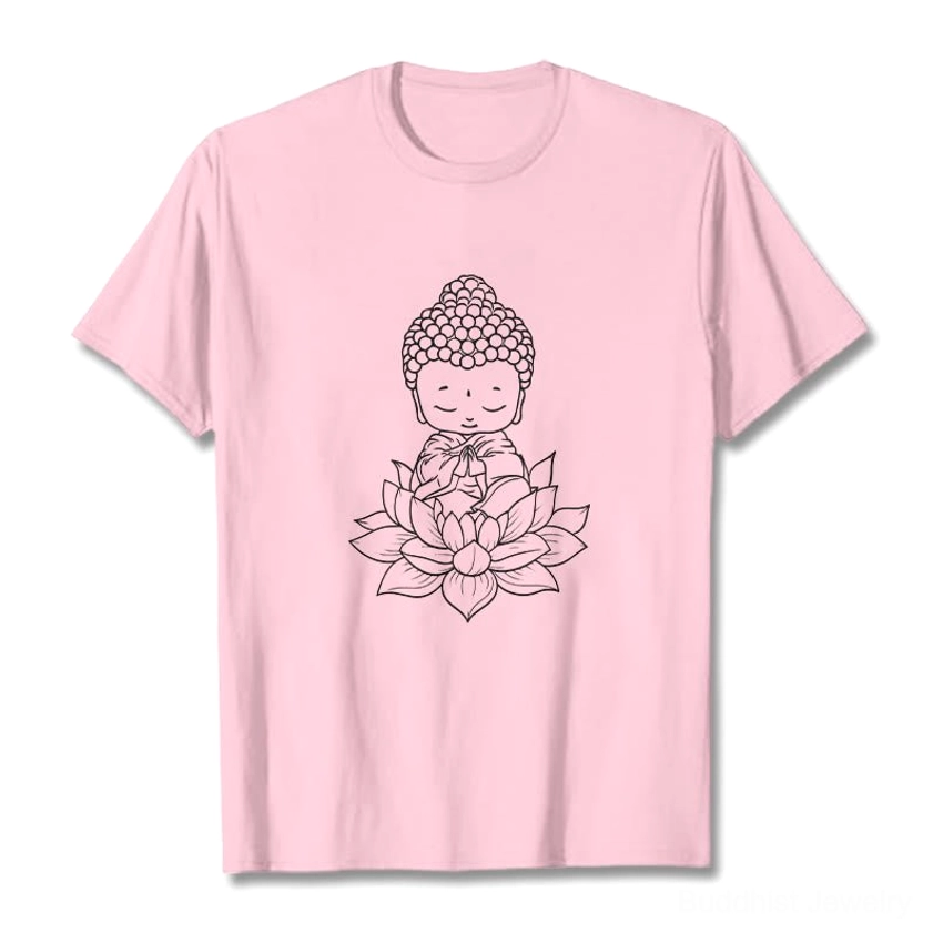Buddhist lotus flower symbol and meditating Buddha graphic design art print detail