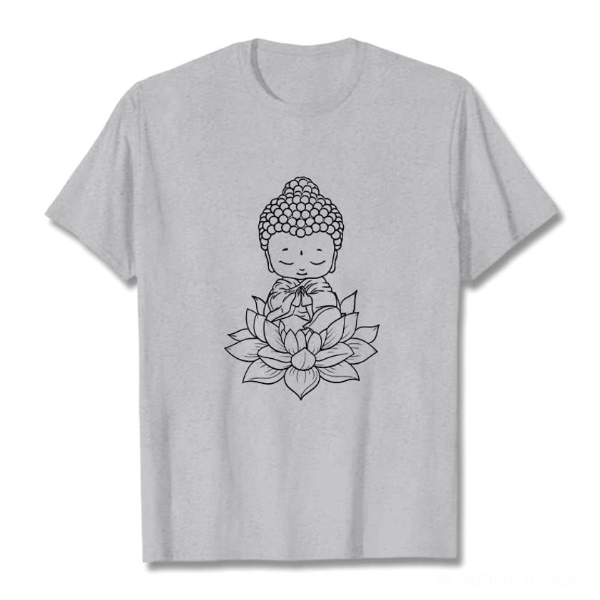 Buddha lotus meditation t-shirt all color variants light grey white black cyan comparison