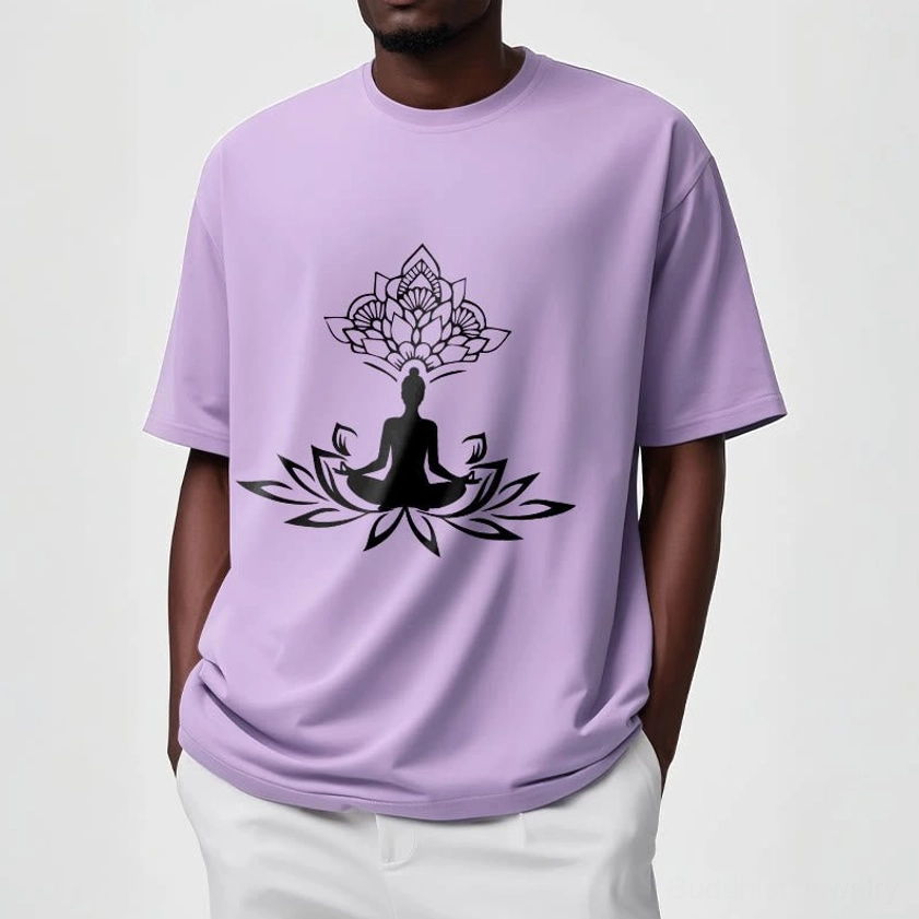 Buddha lotus graphic tee back view crew neck short sleeve unisex cut