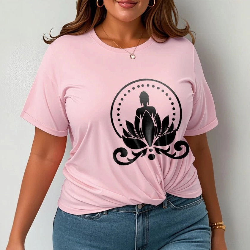 Light grey Buddha lotus t-shirt unisex casual style spiritual meditation graphic