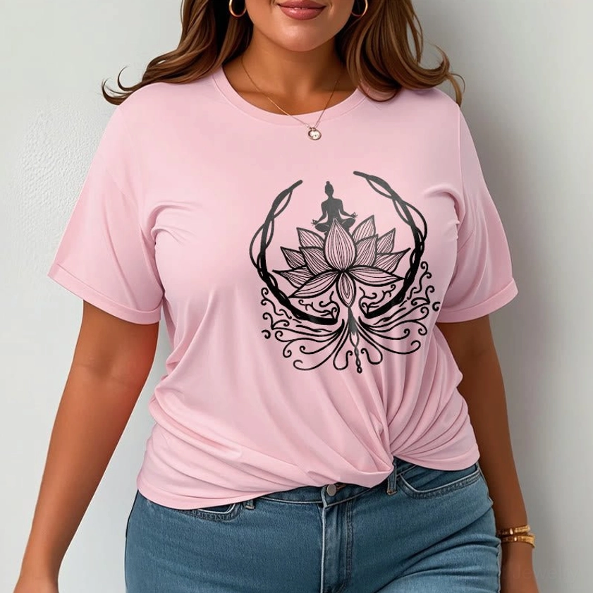 Folded Buddhist meditation t-shirt showing neat presentation and professional garment quality