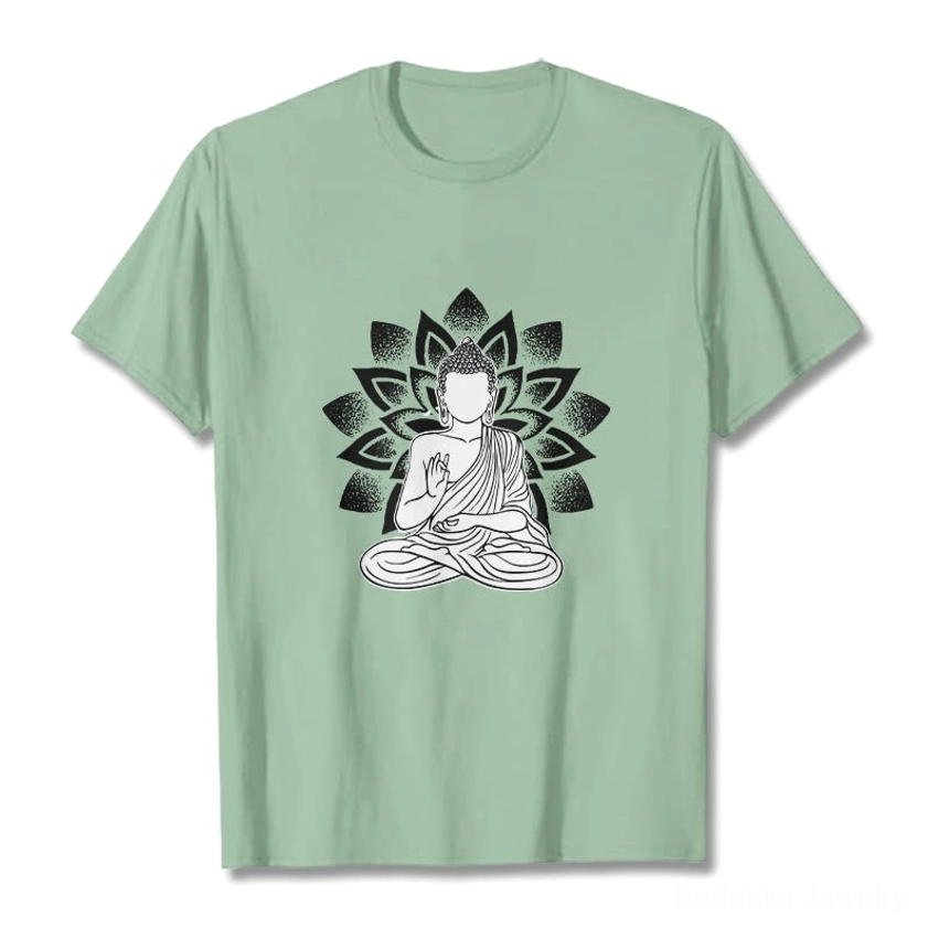 Light cyan Buddha lotus spiritual t-shirt soft cotton casual fit all sizes