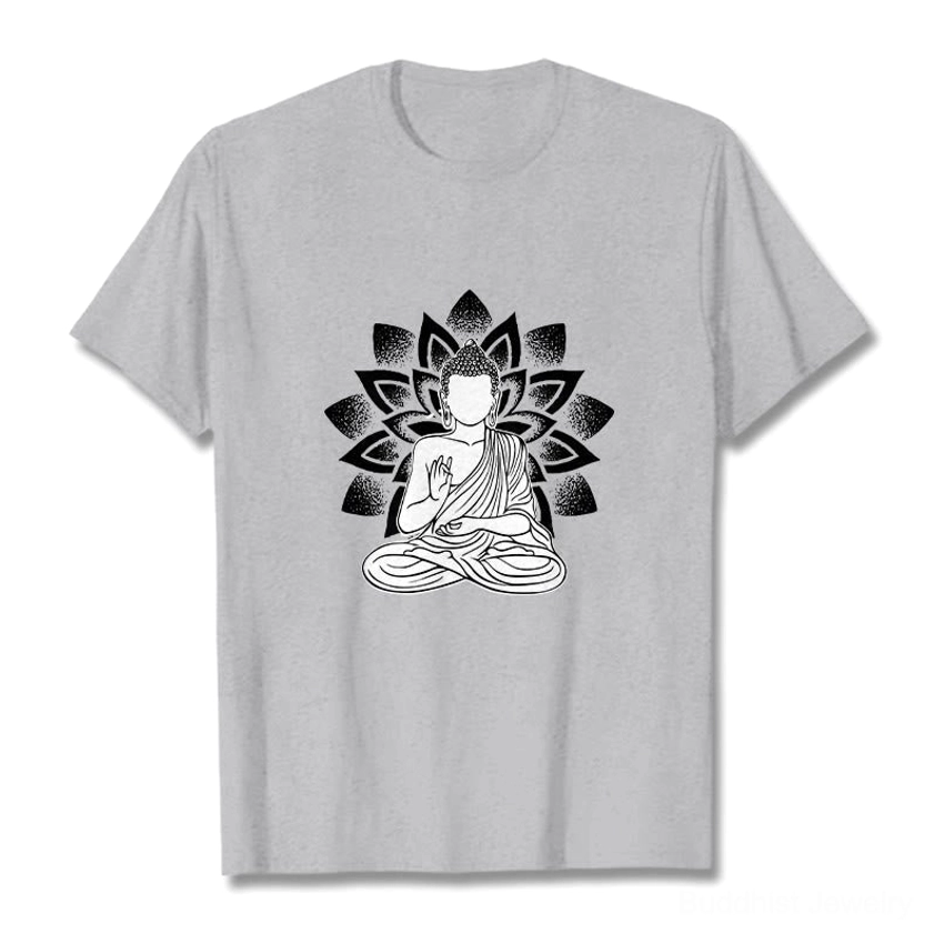 Light grey Buddha lotus spiritual t-shirt multiple sizes available crew neck