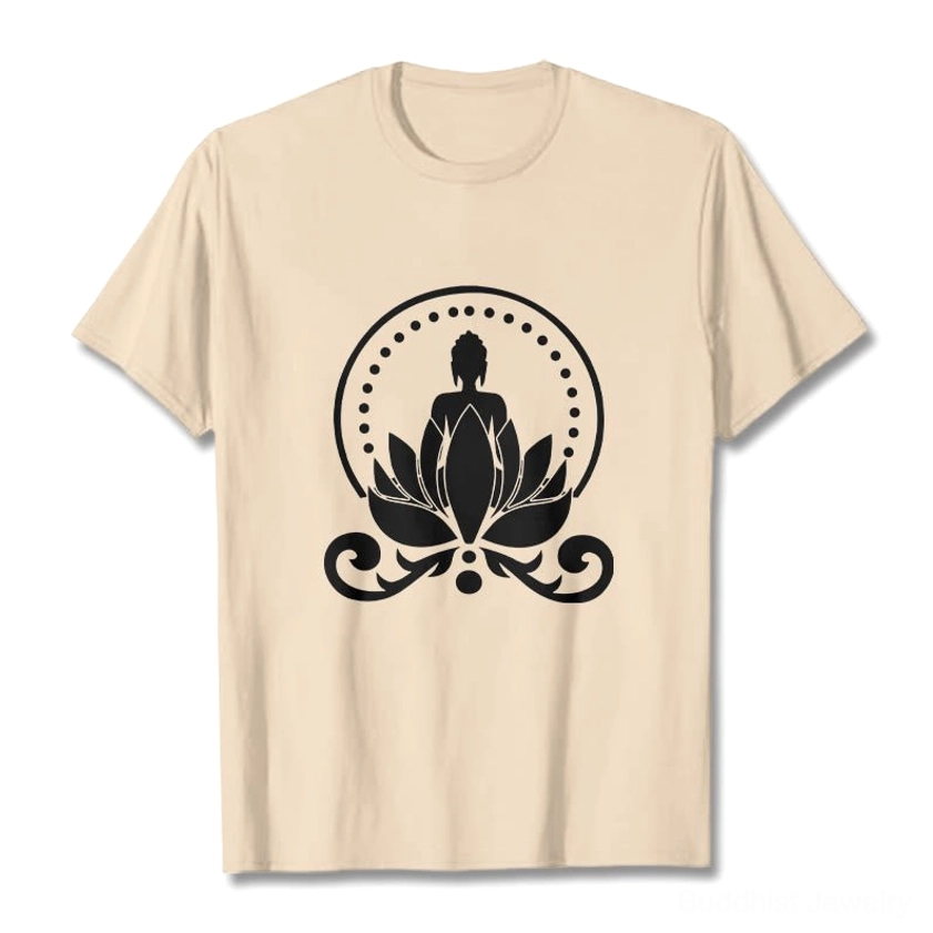 Light cyan Buddha lotus spiritual t-shirt mens model casual meditation wear