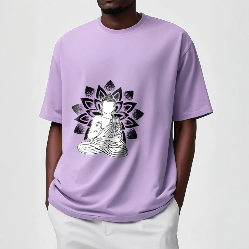 Buddhist lotus spiritual t-shirt white ink film print premium quality