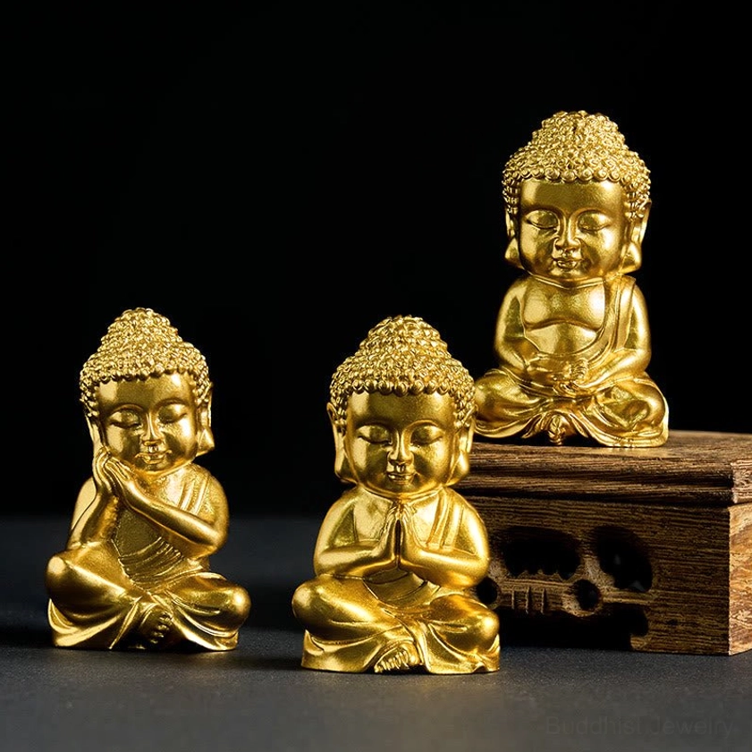 Golden Buddha fridge magnet collection showing multiple styles and sizes for different spaces
