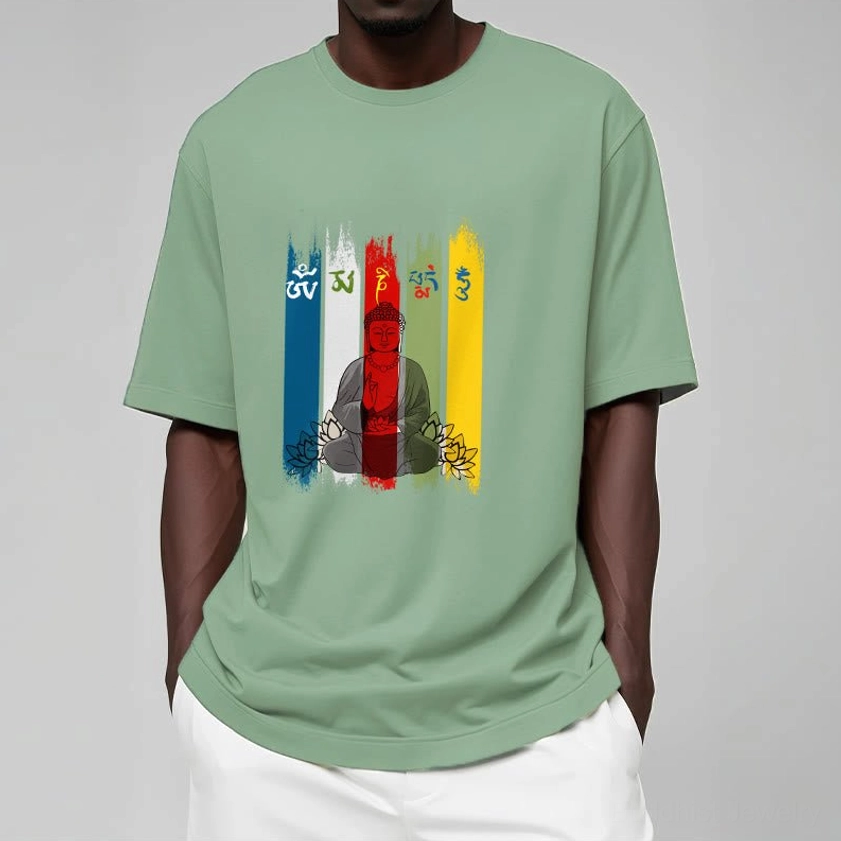 Om Mani Padme Hum Buddha lotus cotton t-shirt gift wrapped spiritual present meaningful present spiritual journey