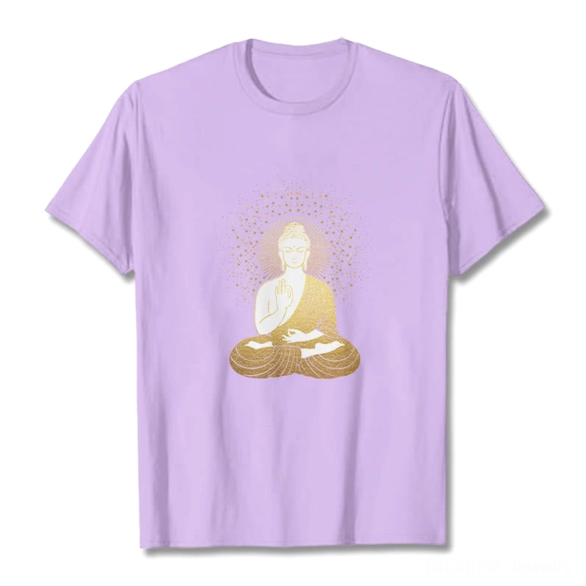 Buddha golden aura meditation t-shirt crew neck short sleeve premium fabric Buddhist design