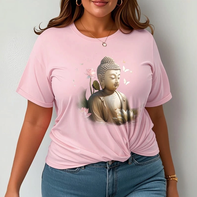 Buddha lotus graphic t-shirt light cyan color variant