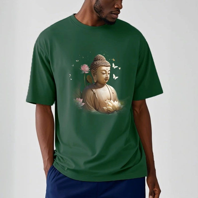 Buddha lotus butterfly t-shirt color swatches light grey