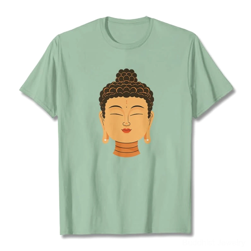 Light grey Buddha meditation spiritual t-shirt with serene Buddhist design white ink