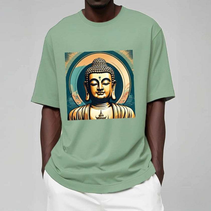 Buddhist spiritual t-shirt light grey women casual fitted style