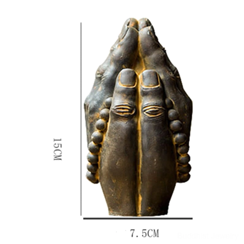 Handmade Buddha hand namaste gesture ornament capturing reverence and spiritual connection for mindfulness practice areas