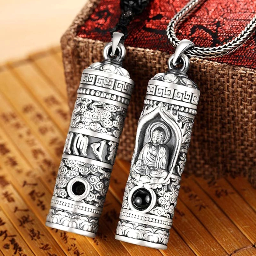 Zodiac Buddha projection pendant with braided cord and chain options for personalized wear style