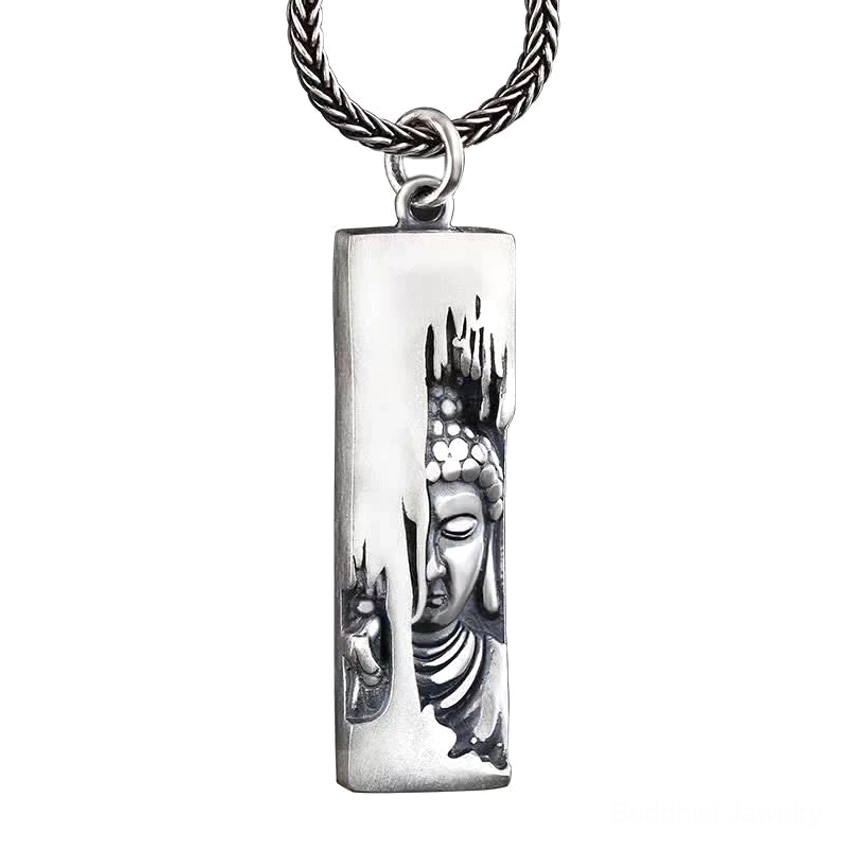 Buddha pendant necklace with 60cm twist metal chain - alternative chain option for versatile wear