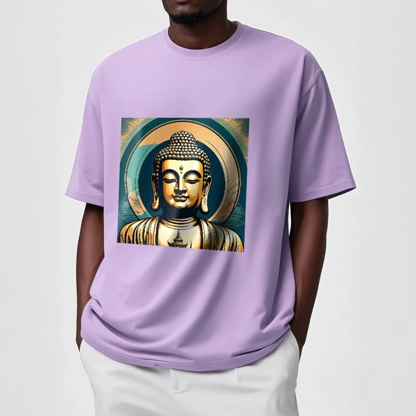 Buddhist meditation t-shirt white casual wear spiritual graphic