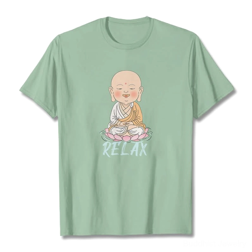 Sustainable eco-friendly cotton material used in Buddhist relax tee production