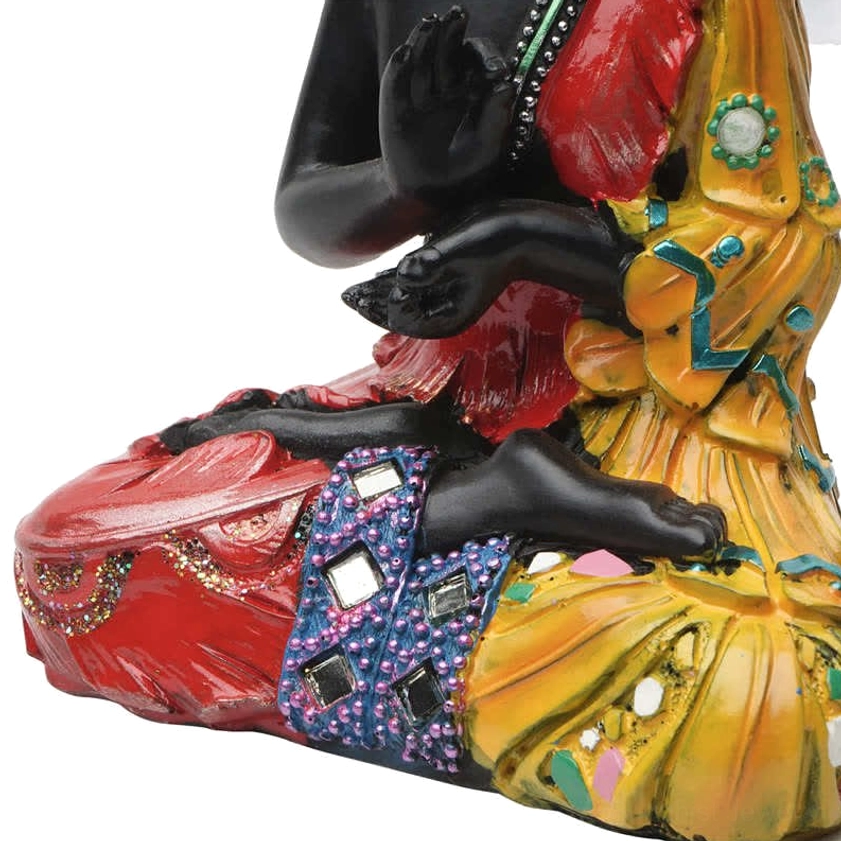 Thai Buddha resin statue decorative piece for living room shelf and cultural home accent