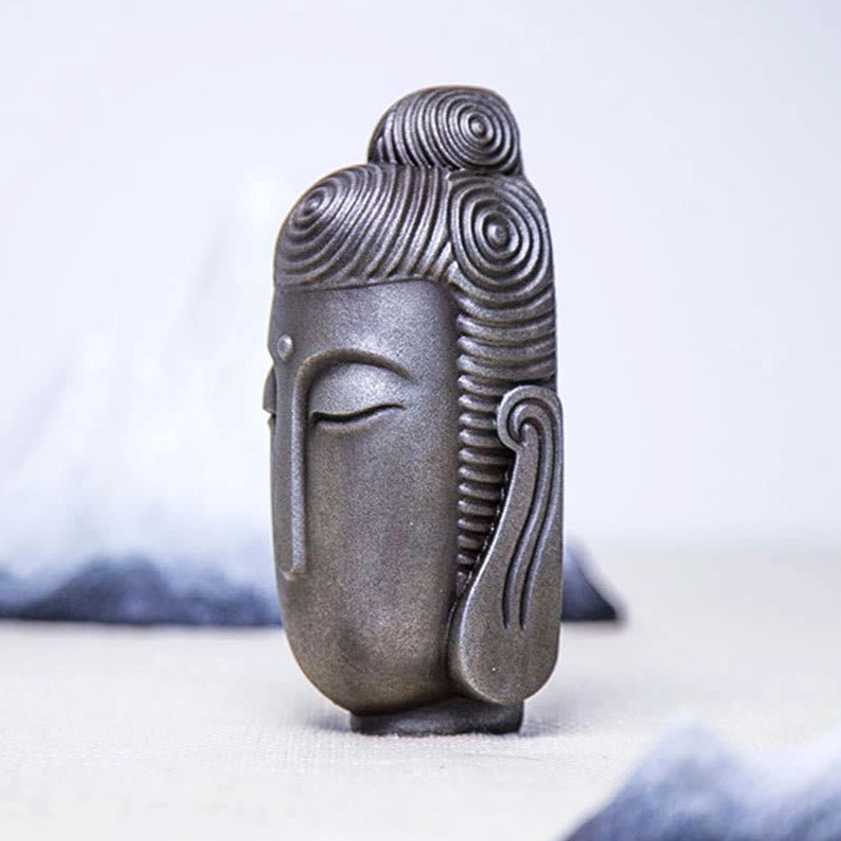 Meditating Buddha iron resin statue rust version authentic antique aesthetic sculpture