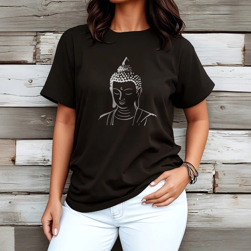 Buddhist mindfulness cotton t-shirt multiple color options collection display