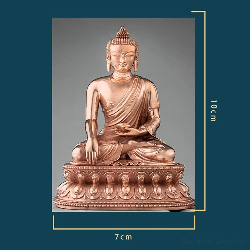 Buddha copper statue with warm rose tone perfect for home décor and Feng Shui
