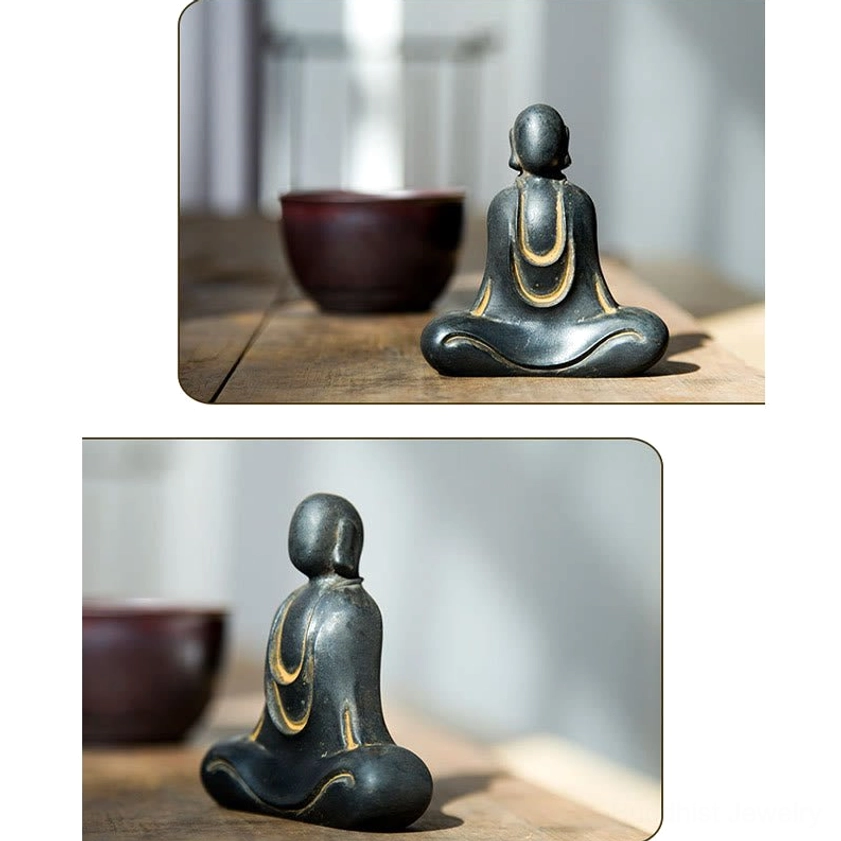 Buddha statue for inner peace and mental clarity displayed as personal workspace decoration