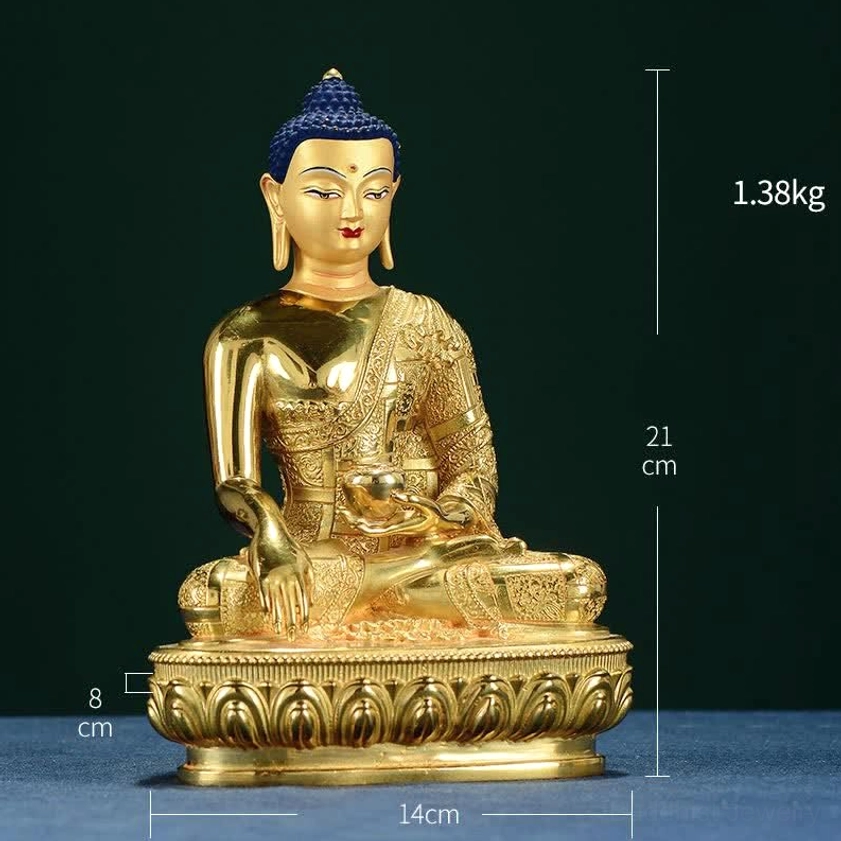 Large Shakyamuni Buddha copper statue 21cm height with weight 1.38kg specifications