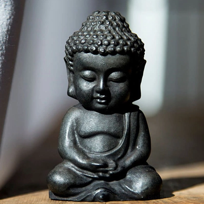 Regular version meditation Buddha 9x5.5cm figurine - polished finish deep contemplation dhyana mudra