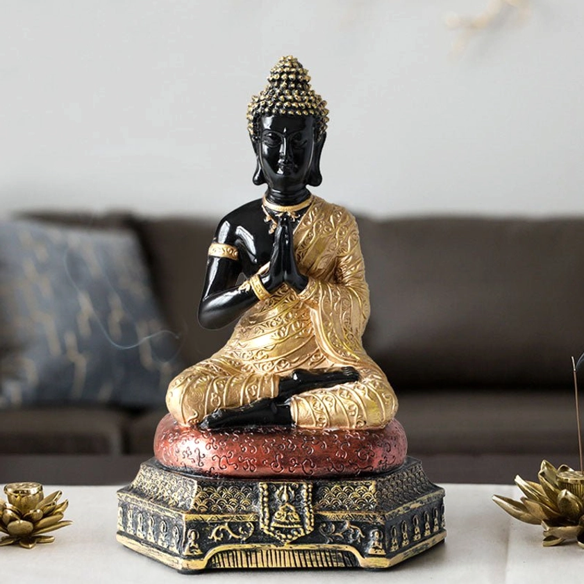 Authentic Buddhist compassion statue with natural resin material and eco-friendly artisan construction