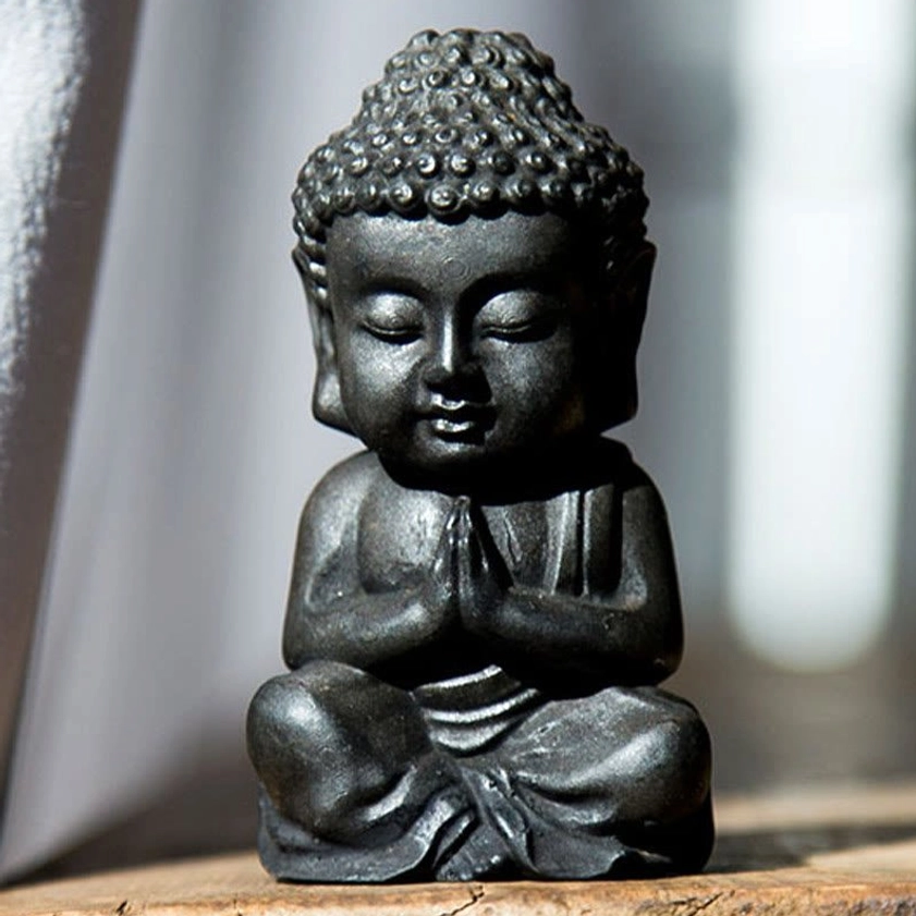 Regular version praying Buddha figurine with hands together - clean polished finish reverent pose