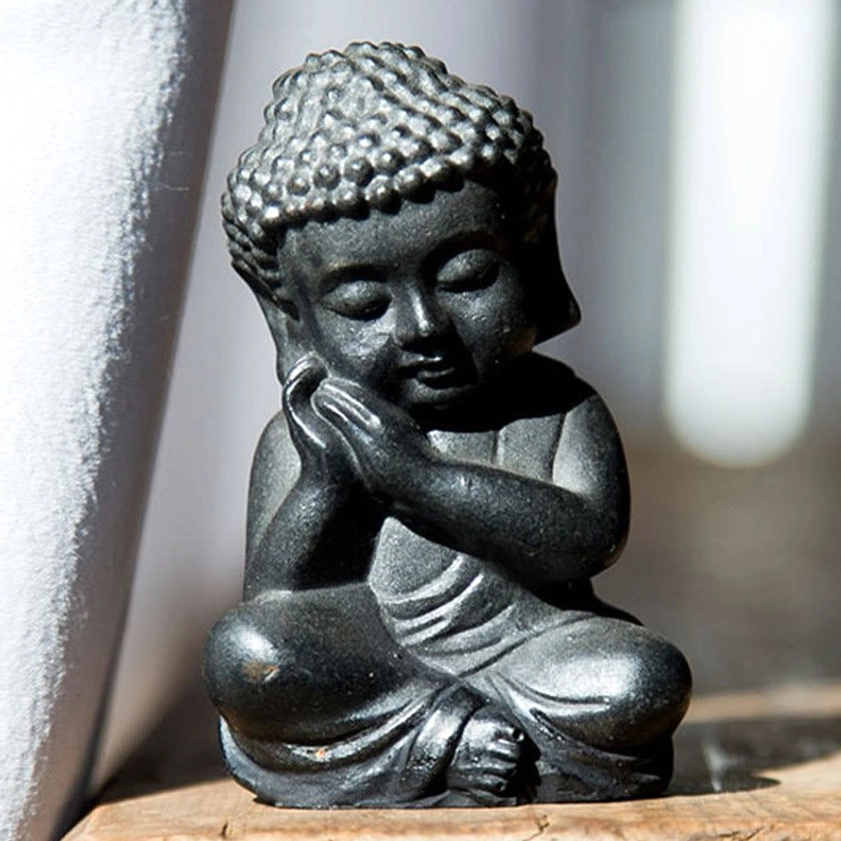 Regular version Buddha resting chin figurine - clean polished finish teaching wisdom gesture