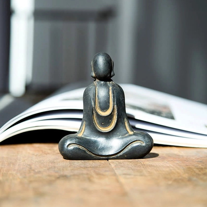 Buddha statue rust version with weathered aged finish and authentic rust-colored accents for vintage decor