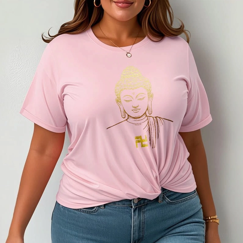 Buddhist peace symbol cotton tee styling inspiration outfit idea
